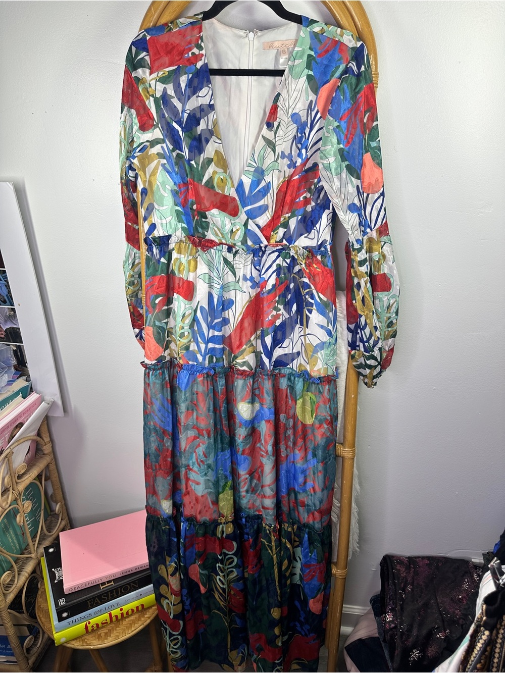 Anthropologie Hutch Tosha Maxi Dress Red and Blue Floral Sz 8